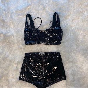 ✨Black Latex Shorts Set✨